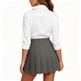 thumbnail image 4 of Yungyresw Women Pleated A Line Skirt Elastic High Waist Solid Front Pleated Mini Basic Skirt Academic Style Casual Fashion Skirt Deep Green L, 4 of 7