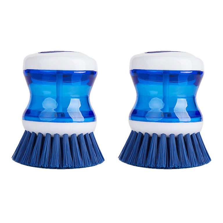 Dish Brush with Soap Dispenser for Dishes Pot Pan Kitchen Sink Scrubbing,  Blue 2pcs