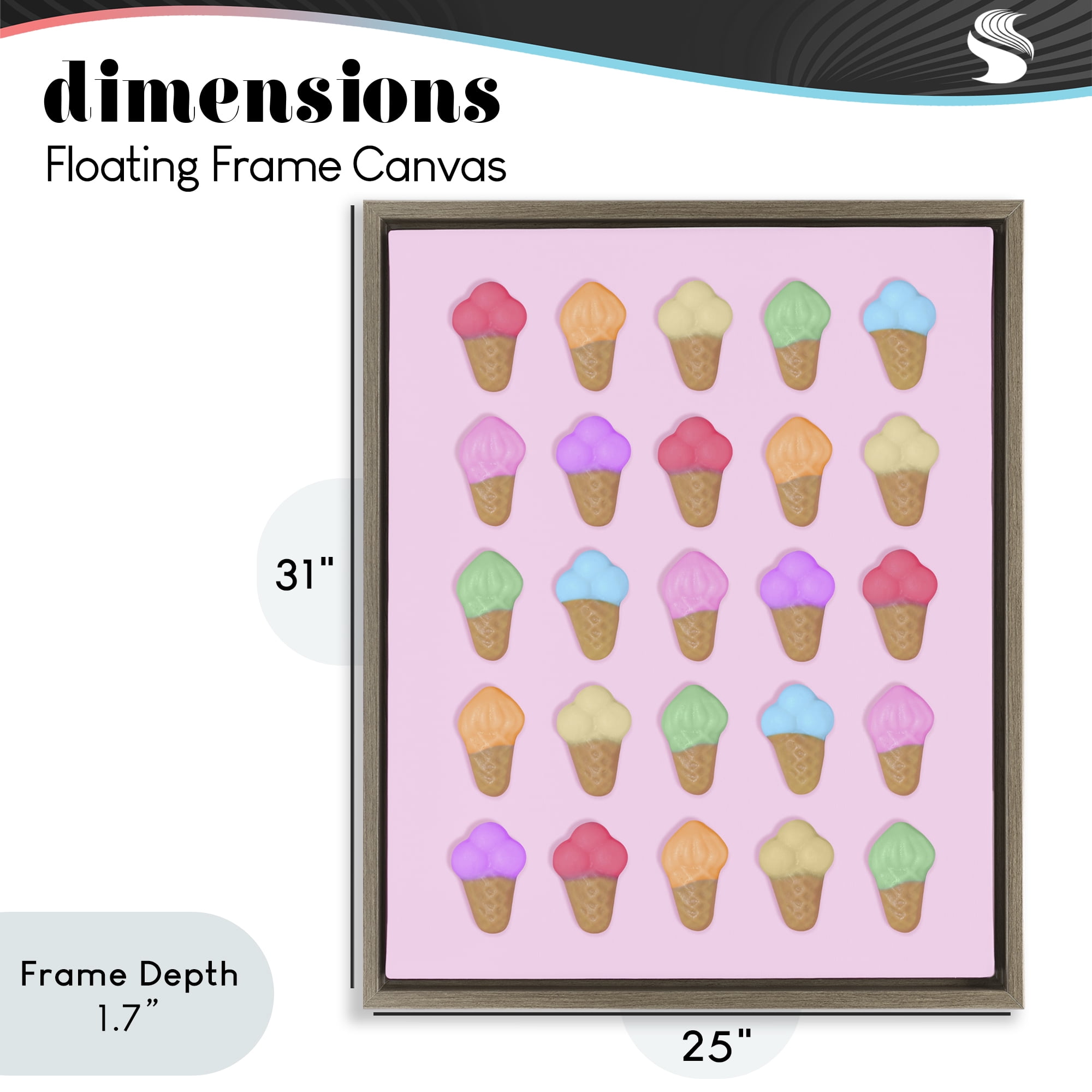 Stupell Industries Ice Cream Shaped Candies Brown Framed Floater Canvas Wall Art, design by LISH Creative