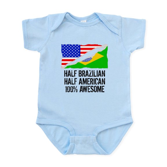CafePress - Half Brazilian Half American Awesome Body Suit - Baby Light Bodysuit, Size Newborn - 24 Months