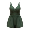 thumbnail image 4 of Xdegoge One Piece Swimsuits for Women Wrap V Neck Romper Bathing Suits with Pockets Smooth Solid Ruched Tummy Control Slimming Modest Summer Resort, 4 of 7