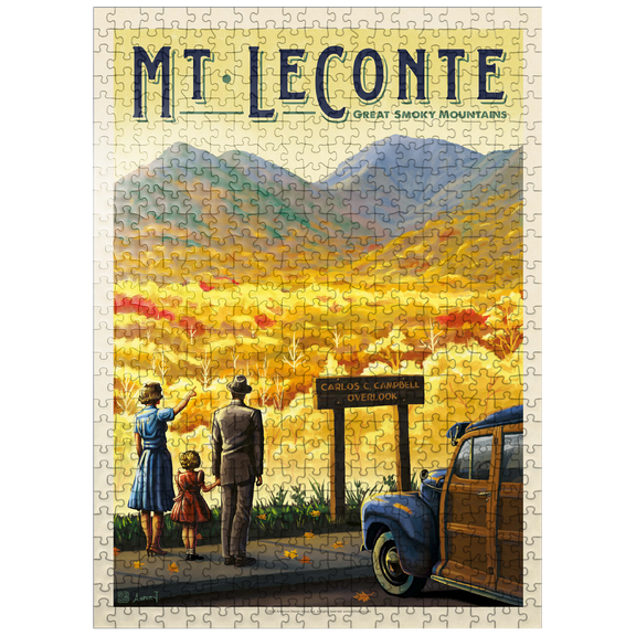 MyPuzzle - Great Smoky Mountains National Park: Mt. LeConte, Vintage Poster - Premium 500 Piece Jigsaw Puzzle for Adults