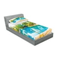 thumbnail image 2 of Ambesonne Landscape Fitted Sheet & Pillow Sham Set, Pool Resort Travel, Twinxl, Green Blue Cream, 2 of 2