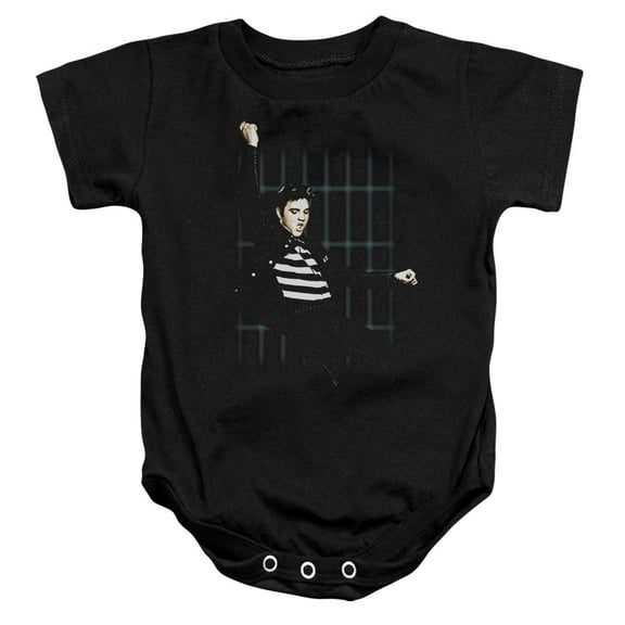 Elvis Presley Blue Bars Baby Romper T-Shirt Black