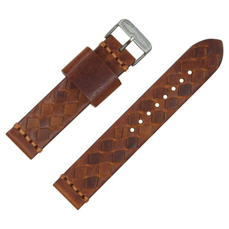 20mm Handmade, Italian Leather, Braided Brown