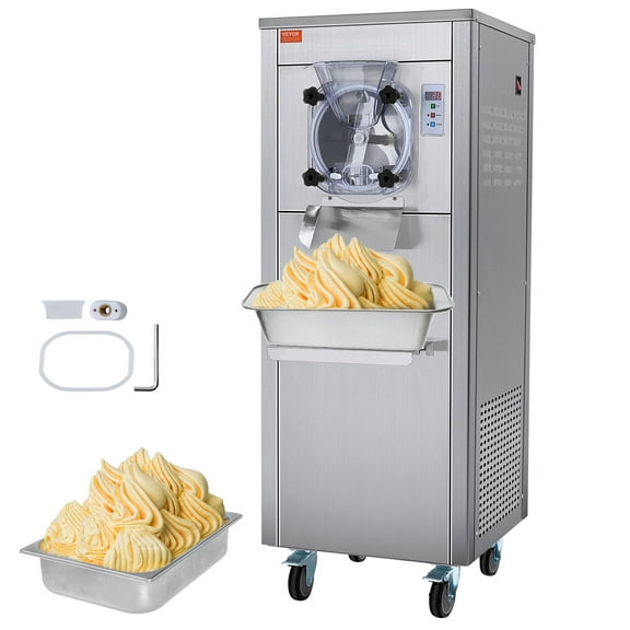 VEVOR Ice Cream Maker for Commercial Use, Produces 18 Liters per Hour, 1780W, Offers Single Flavor, Equipped with Wheels, 6L Stainless Cylinder, LED Display, Automatic Cleaning & Pre-cooling Functi