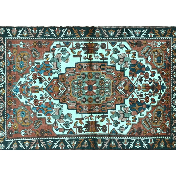 Ahgly Company Indoor Rectangle Persian Light Blue Traditional Area Rugs, 5' x 8'