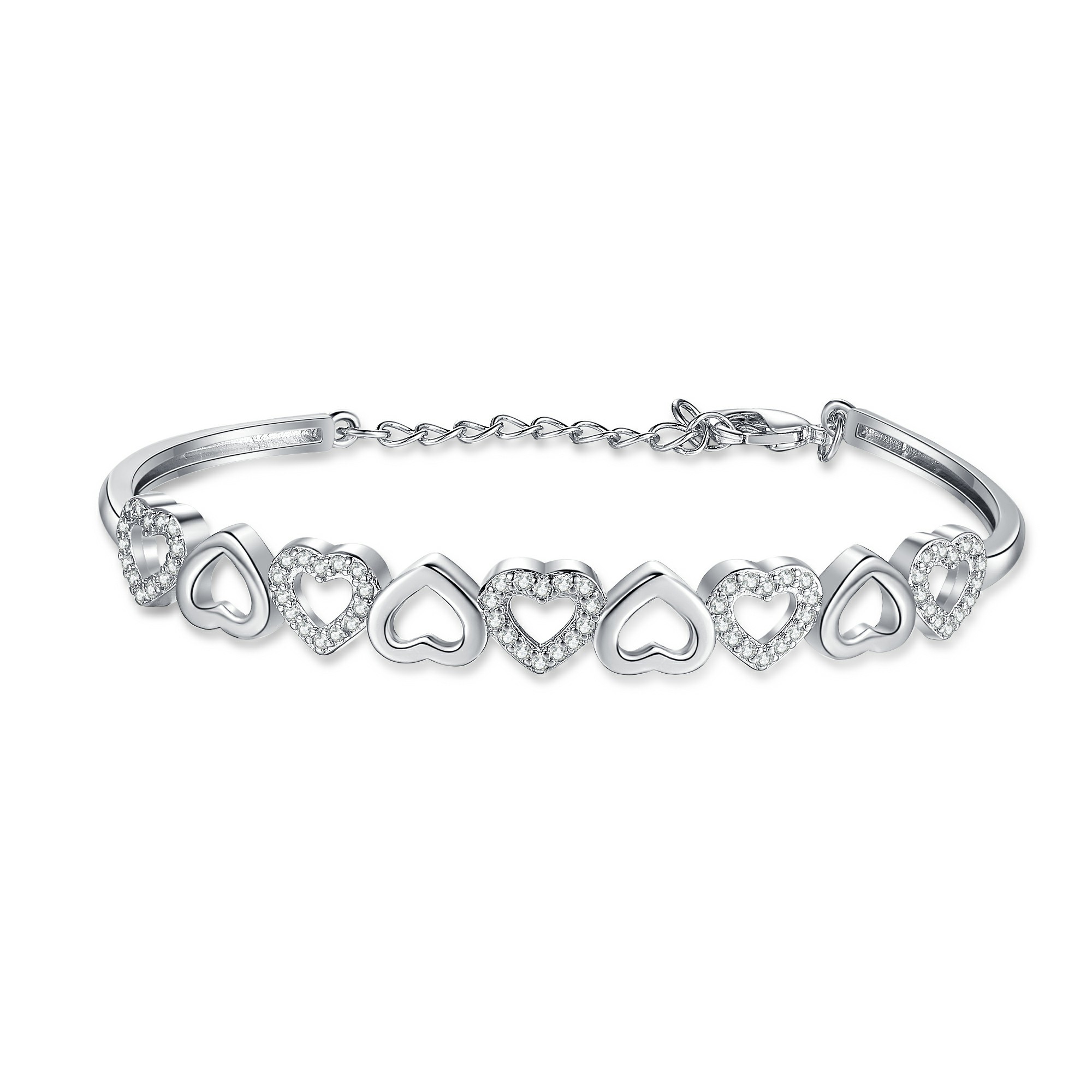 Amy & Annette 14K White Gold Heart Bangle Bracelet photo 2