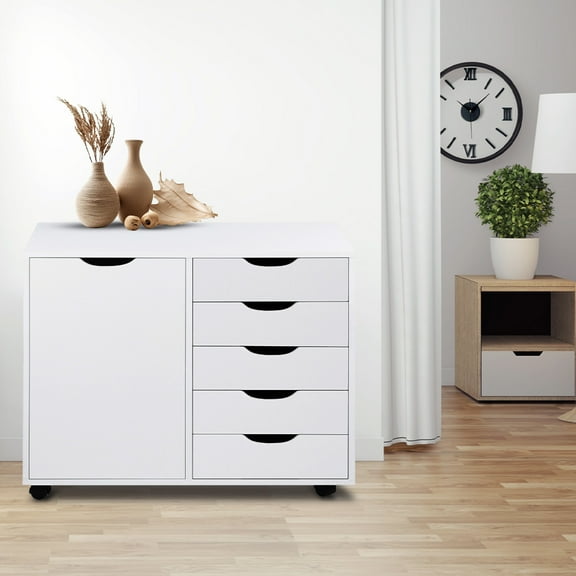 Amy 5-Drawer White Dresser – Mobile Cabinet with Drawers & Craft Storage