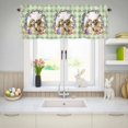 thumbnail image 5 of Valances for Windows Easter Rabbit Colorful Eggs Chicken Rod Pocket Short Curtain for Bathroom Living Room Bedroom Spring Florals on Green Lattice 1 Panel 42x12in, 5 of 9
