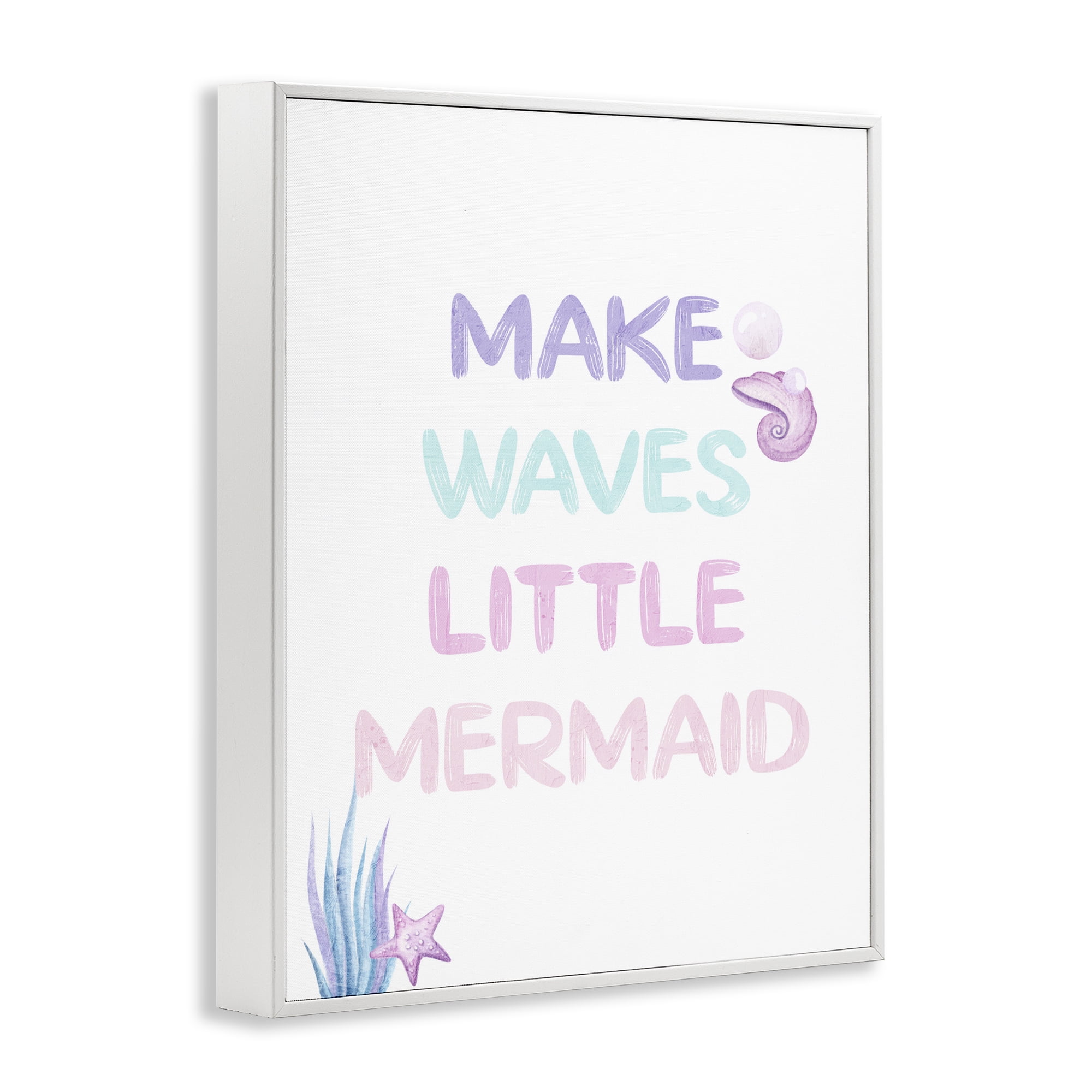 Make Waves Little Mermaid White Framed Giclee Art, design by Kim Allen