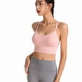 thumbnail image 2 of SWSMCLT Women's Sexy Crop Top Crop Top Cami Backless Scoop Neck Cropped Top Workout Padded Soft Criss Cross Summer Pink 10, 2 of 4