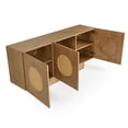 thumbnail image 3 of Benjara Noe Ohan 70" Sideboard Buffet Console- 3 Doors- Light Brown Rubberwood, 3 of 6