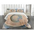 thumbnail image 3 of Ambesonne Initial Q Quilted Bedspread Set 3 Pcs, Uppercase Worn Wood Art, Queen Size,, 3 of 5