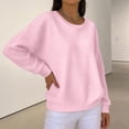 thumbnail image 5 of YUGYXL Womens Waffle Knit Tshirt Casual Round Neck Long Sleeve Pullover Shirts Loose Solid Color Fashion Tunic Tops Pink Sweatshirt XXL, 5 of 6