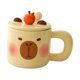 thumbnail image 5 of Taza de café con tapa y cuchara, taza de café de cerámica para el hogar, taza de té, taza de leche, taza Amarillo, 5 of 9