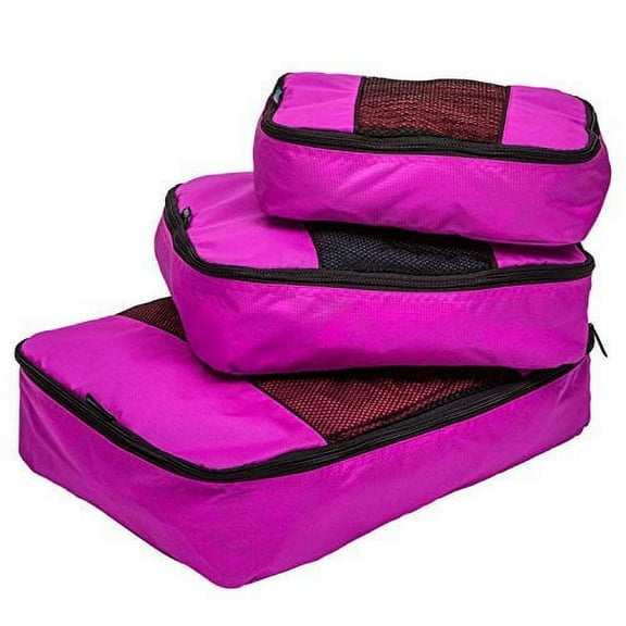 TravelWise Nylon Luggage Organization Packing Cubes, Pink, 3 Sizes