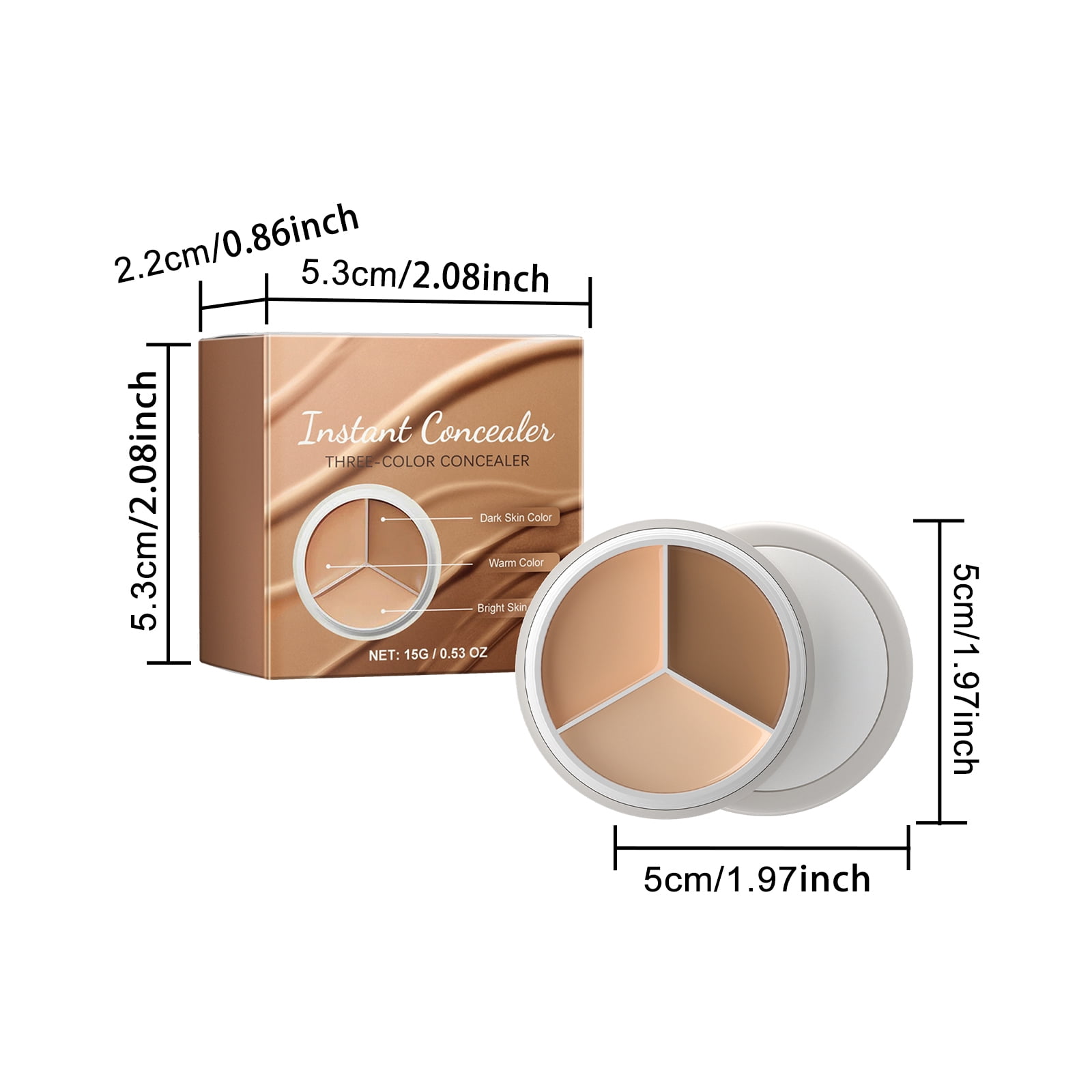Alvantor Concealer, Multi-Use Triple Pot Palette, High-Pigmented, Full Coverage & Crease-Proof for Dark Circles, Redness & Blemishes, 0.53oz