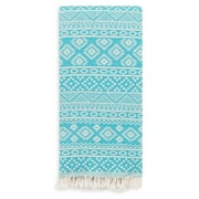 Authentic Hotel and Spa Authentic Pestemal Fouta Sienna Geometric Stripe Turkish Cotton Bath/ Beach Towel Turquoise