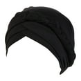thumbnail image 2 of Women Turban Pre-Tied Bonnet Braid Turban African Head Wrap for Women Small Solid Color Soft Knotted Night Sleep Beanie Bonnet Chemo Hat Cover,Black, 2 of 4