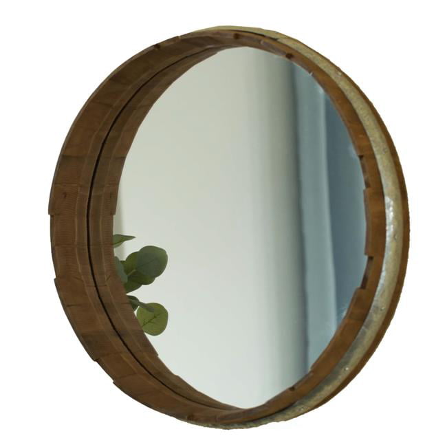 Round Rustic Wood, Wine Barrel Mirror Nz
