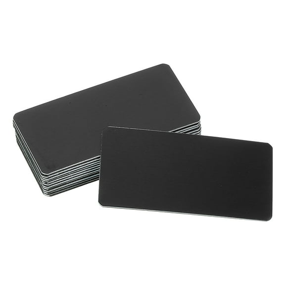 Uxcell 12 Pcs Blank Name Plates, 2.4 x 1.2" Engraved Metal Name Plate Laser Strong Adhesive Nameplate Anodized Aluminum Custom Blank Plates for Signs DIY Crafts, Black