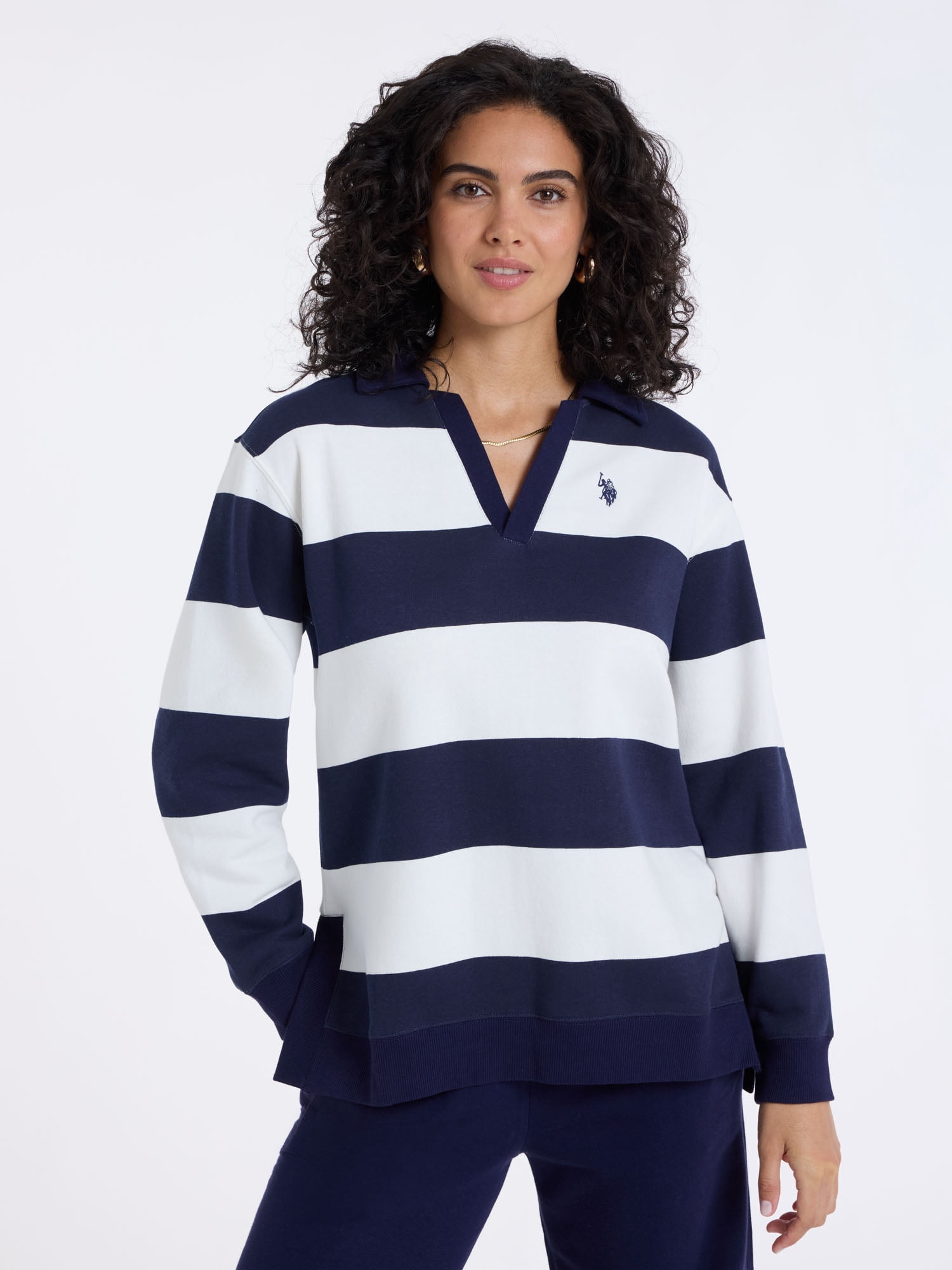 U.S. Polo Assn. Women's Fleece Rugby Henley Popover, Sizes XS-XL