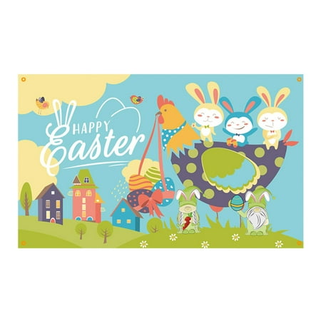 

MIUBAGIAL Easter Background Cloth Cute Cartoon Bunny Carrot Flower Egg Pattern Festival Home Garden Decoration Party Decoration Supplies