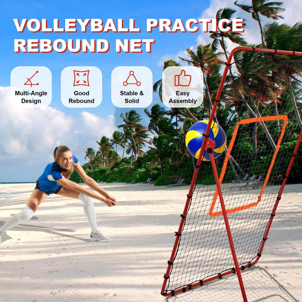 FOVOLAT Volleyball Rebounder Net 5 Adjustable Rebound Angles Volleyball Net Bounce Back Return Board Net Portable Throwing Partner for Volley Ball Practice charmingly