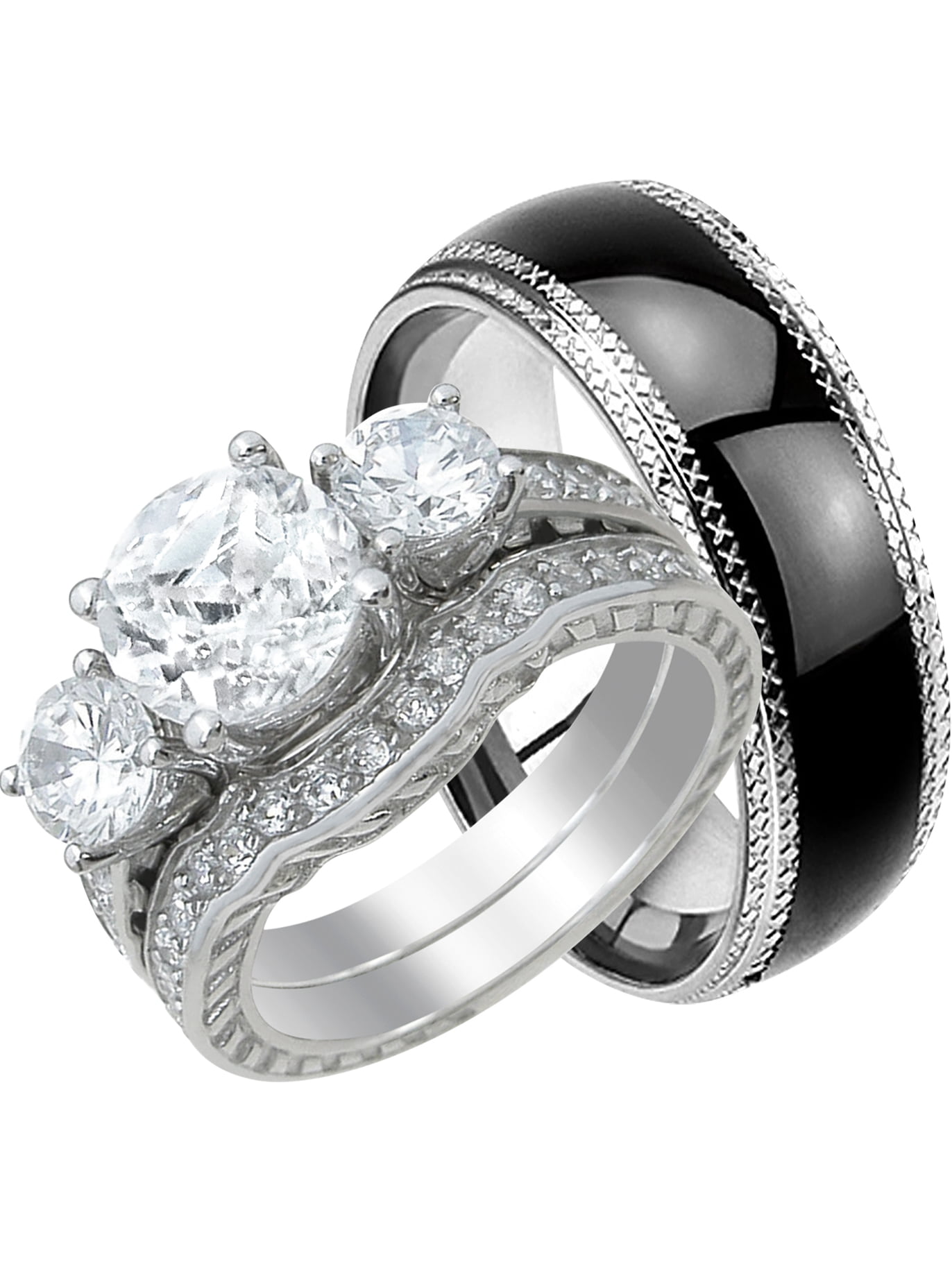 LaRaso & Co His and Hers Wedding Ring Set Matching Wedding Bands for
