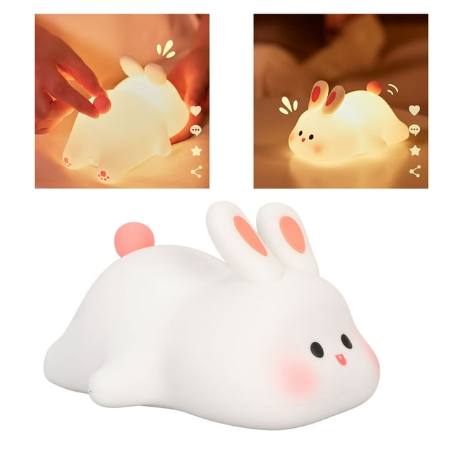 Luz nocturna Kawaii forma de conejito adorable segura y suave luz nocturna de fácil operación para salas de estudio dormitorio para bebés ANGGREK Otros