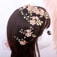 thumbnail image 3 of 4Pcs Rhinestone Bridal Hair Clips Combs Handmade Wedding Hairpin Pearl Crystal Barrette Elegant Bridal Bridesmaid Hair Accessories (Pink), 3 of 5