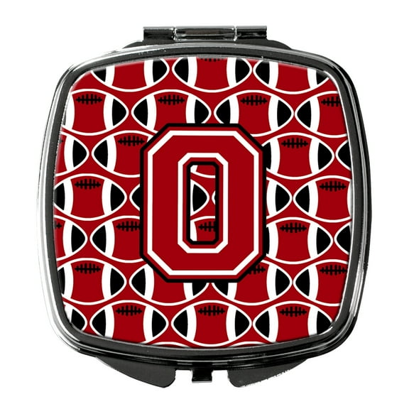 Letter O Football Red Black and White Compact Mirror CJ1073-OSCM