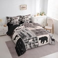 thumbnail image 3 of Homewish Wildlife Bear Deer Bedding Comforter Set 7pcs for Men, Rustic Camping Adventure King Bedding Sets, Brown Linen Plaid Reversible Bed Sheets, Super Cozy Room Decor, 3 of 7