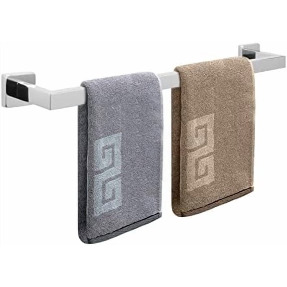 Towel Bar, Bath Accessories Premium Thicken Stainless Steel Square Shower Towel Rack for Bathroom, Towel Holder Wall Mounted (2 Pack, Chrome Finish, 24 Inch)