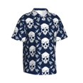 thumbnail image 2 of Balery white arrow Skull Print Men's Hawaiian Shirts Short Sleeve Beach Shirt Relaxed Fit Vacation Button Down Shirts-X-Large, 2 of 9