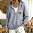 thumbnail image 2 of Gsakboxl Hoodie Women Football Embroidery Full Zip Up Long Sleeve Hooded Sweatshirt, Casual Outer Hood Jacket For Football Lovers Fall Daily Wear, 2 of 8