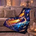 thumbnail image 6 of Retro Rocket Ship Blast-Off Adventure, Peaceful Mountain Lake Scene, Warm Flannel Blanket for Cabin and Lodge, Outdoor Lovers Valentine's Day Gift, Rustic Home Decor, 6 of 9