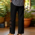 thumbnail image 5 of hoksml Women's Wide Leg Pants, Elastic Waist Casual Trousers with Side Slit and Bow Details, Loose Fit Pants for Summer Daily and Vacation Wear, 5 of 6