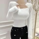 thumbnail image 2 of Autumn Winter Korean Style Clothes Soft Pullovers Sweater Women Long Sleeve Sexy Slim Knitted Crop Tops Female Sueters De Mujer, 2 of 4
