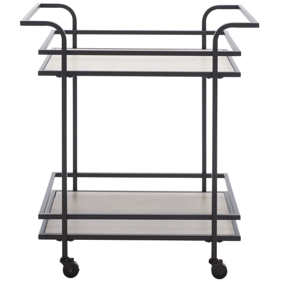 SAFAVIEH Lameris 33" 2 Tier Bar Cart With Handles, Matte Black/Grey