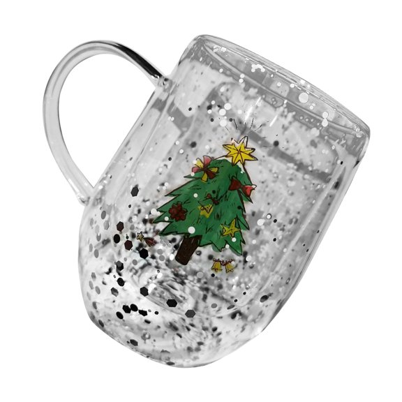 Decorative Christmas Double Wall Glass for Coffee and Milk 300ml Capacity Drinking Cup Heat Resistant Holiday Drinkware