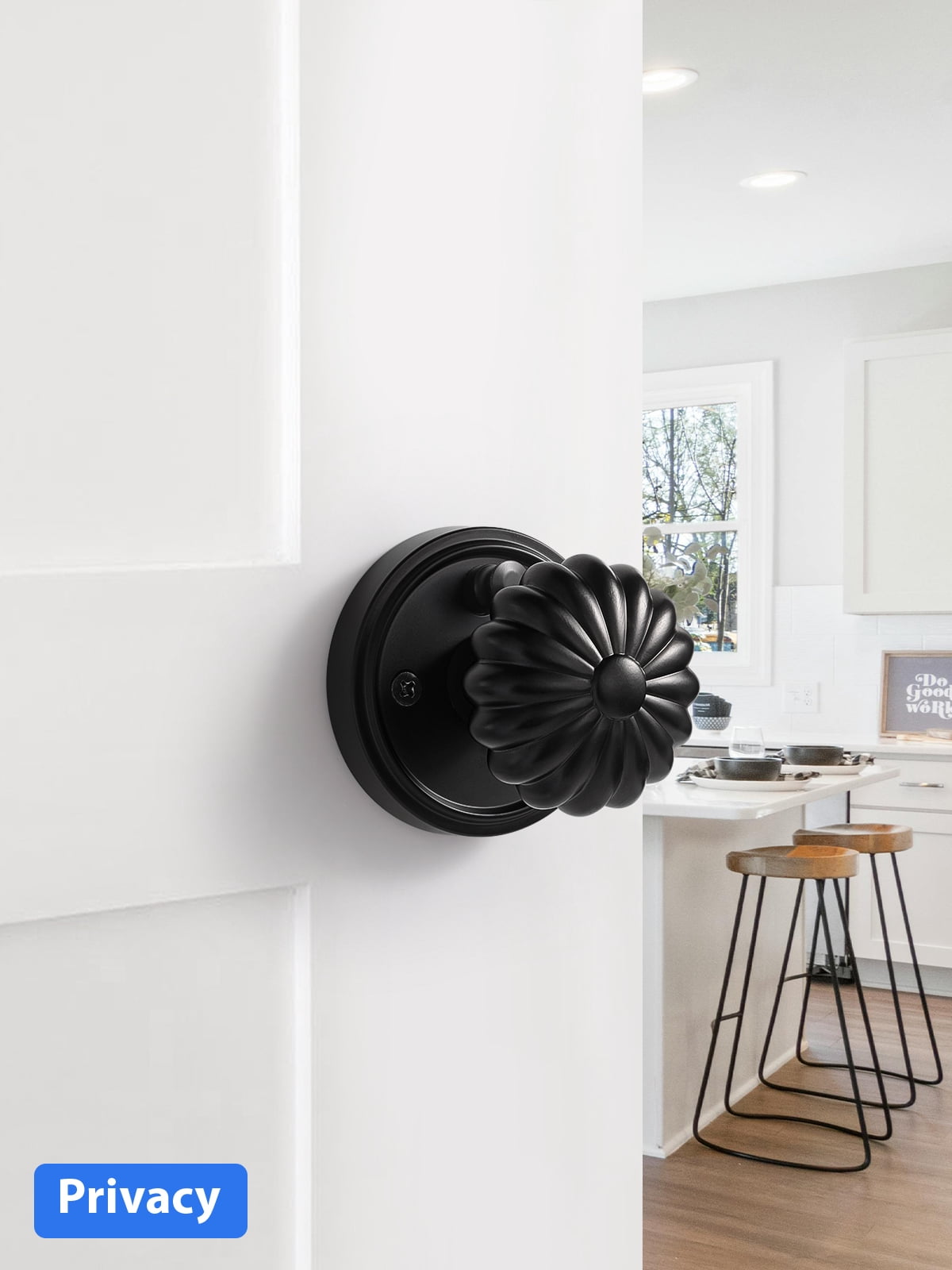 ACEEOCK Black Privacy Door Knob, Interior Door Handle Bathroom Bedroom Black Doorknob, Aluminium Alloy Knob