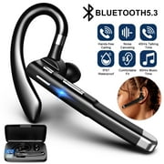 Bluetooth Headset 5.3,ABCPOW Wireless Headset Noise Cancelling Headphone for iPhone Android Wireless Earpiece Hi-Fi Stereo w/Charging Case 80H Playtime IPX7 Waterproof Handsfree Earphones for Trucker