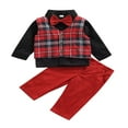thumbnail image 2 of POINTERTECK Ensemble de Vêtements de Noël pour Garçons à Carreaux Rouges Nouveau-Né Bébé Costume de Gentleman Tenues Chemise de Noël Nœud Papillon Pantalon, 2 of 8
