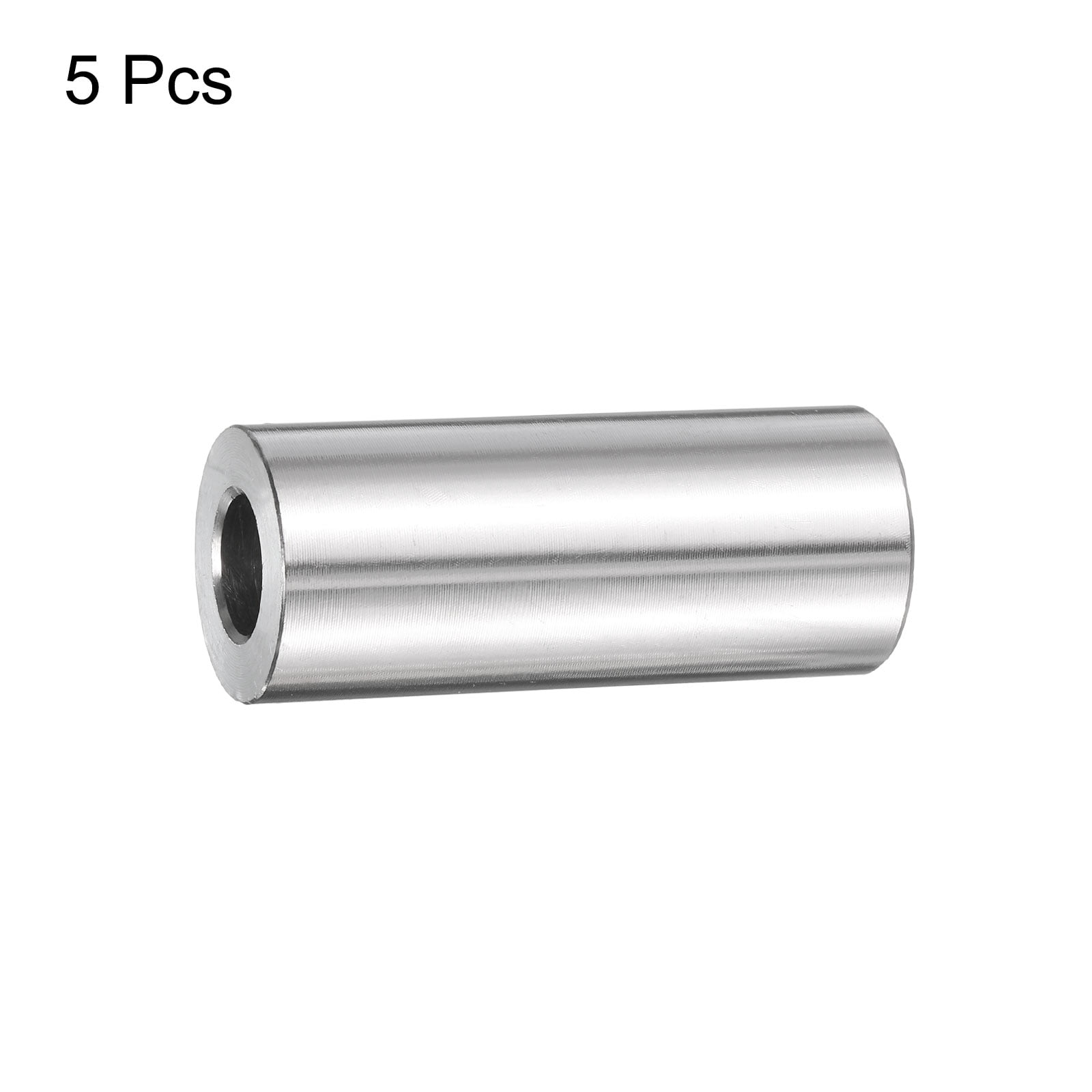 5 Pack Stainless Steel Spacer 3/8" Bore x 3/4" OD x 2" Length Screw Bushing Plain Finish Round Metal Spacer for M10 Screws Bolts and Rods