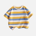 thumbnail image 2 of hotojiny Toddler Boys Girls Cotton T-Shirts Short Sleeve Striped Crewneck Tees Summer Tops Unisex Infant Clothes 1-14 T, 2 of 7