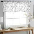 thumbnail image 2 of Grey Spring Floral Valance Curtains for Kitchen/Living Room/Bathroom/Bedroom Window, Rod Pocket Small Topper Half Short Window Curtains Voile Sheer Scarf, Elegant Watercolor Summer Botanical 60"x18", 2 of 8