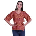 thumbnail image 3 of Moomaya Printed Wrap Over with Belt Style Top For Women Printed V-Neck Casual/Formal Top, 3 of 6
