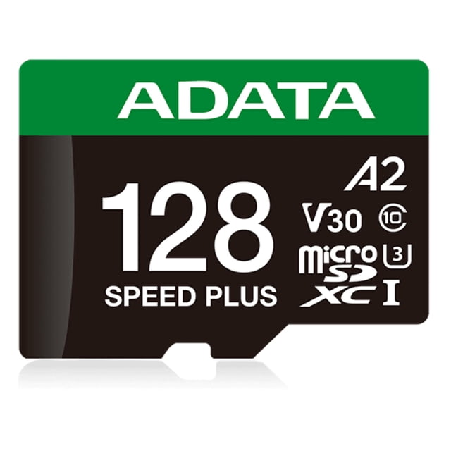 ADATA 128 GB Tarjeta de Memoria Speed Plus MicroSDXC UHS-I U3 Clase 10 con Adaptador Color Negro con Verde
